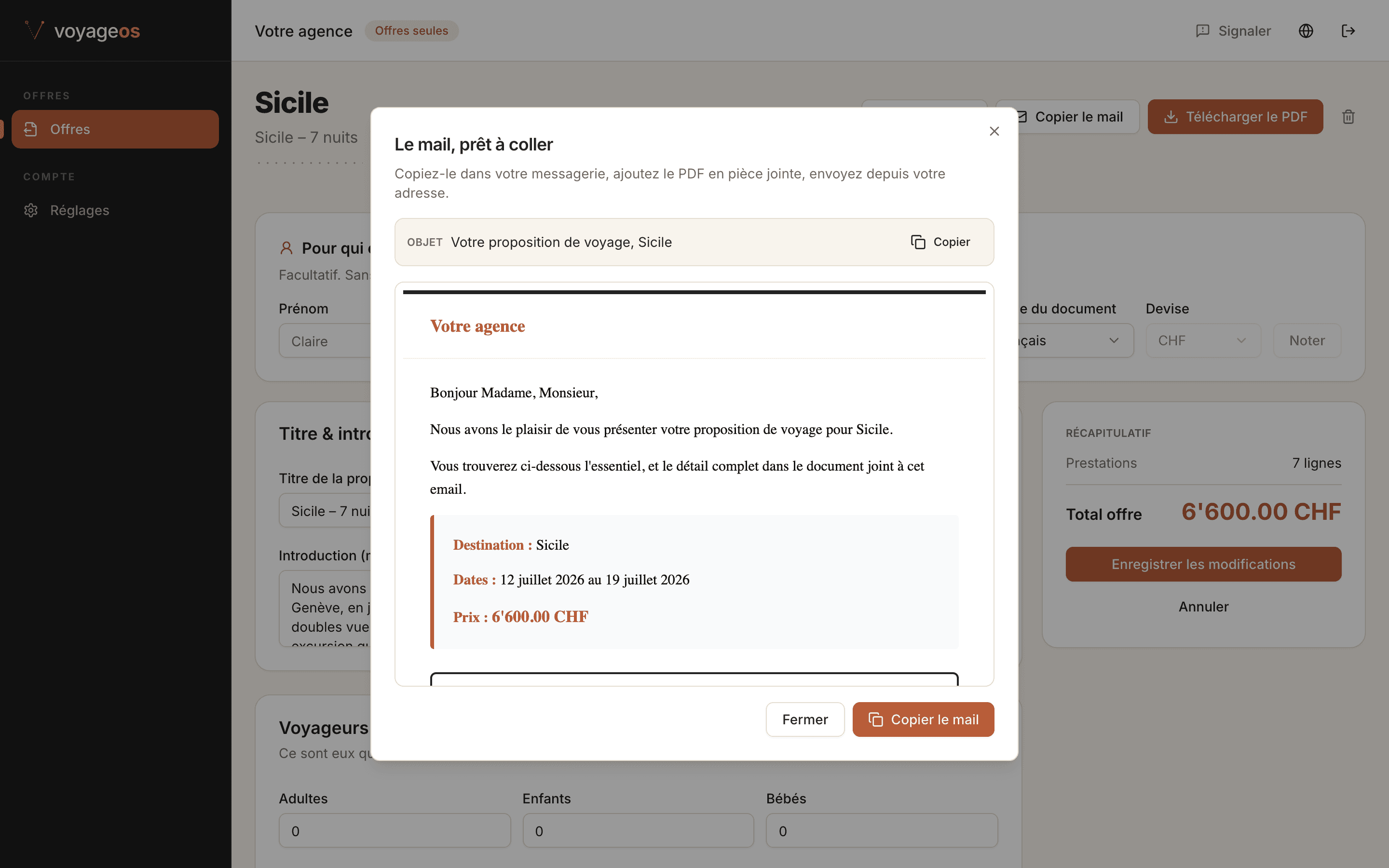 Vous emportez le PDF et le mail